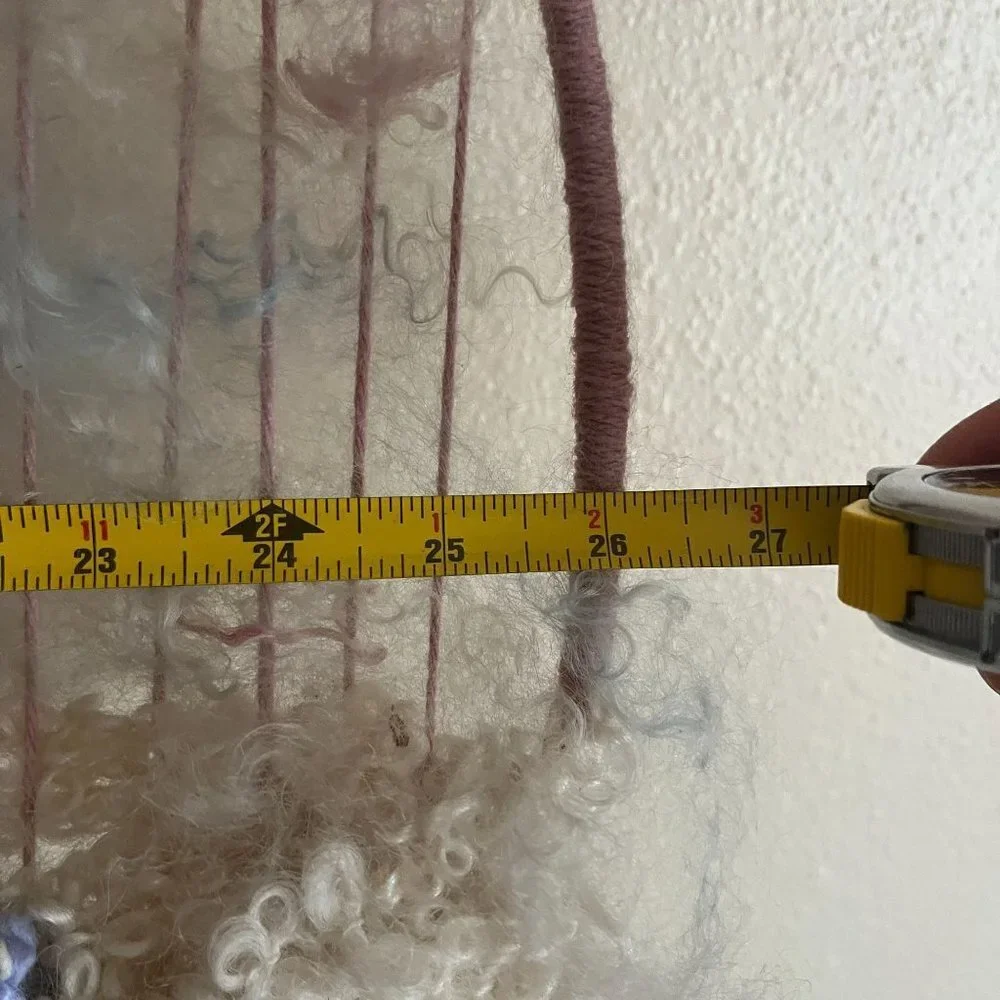 Wool Hand Spun Fiber Mixed Media Wall Hanging Mohair Dream Catcher‎ Boho Cottage